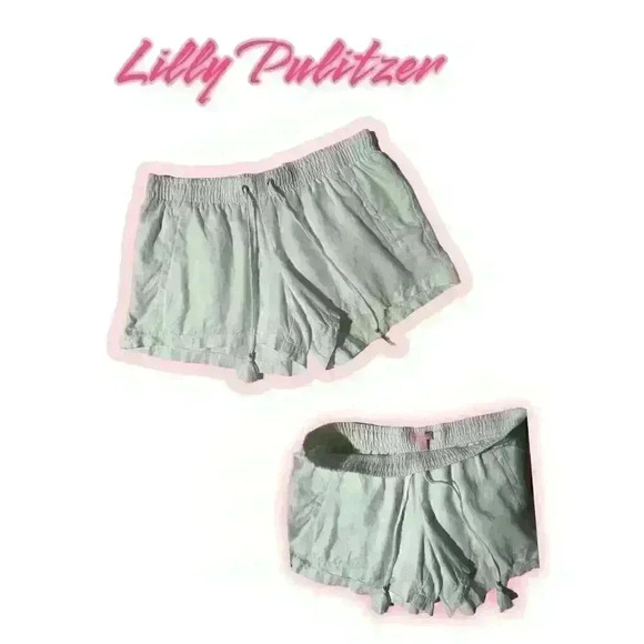 Lilly Pulitizer White Linen Shorts with Drawstring Waist Size Medium - Picture 1 of 2